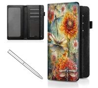 Mxfdegf Checkbook Cover for Men and Women Personal Checkbook,Premium Leather Standard Register Checkbook Case - with RFID Blocking,Check Book Cover Wallet for Girl Duplicate Check, dragonfly and
