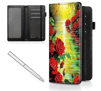 Mxfdegf Checkbook Cover for Men and Women Personal Checkbook,Premium Leather Standard Register Checkbook Case - with RFID Blocking,Check Book Cover Wallet for Girl Duplicate Check, red Rose Flowers