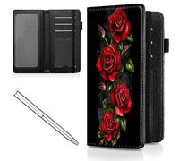 Mxfdegf Checkbook Cover for Men and Women Personal Checkbook,Premium Leather Standard Register Checkbook Case,with RFID Blocking - Check Book Cover Wallet for Girl Duplicate Check, Red Roses Flowers