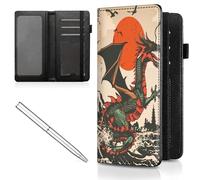 Mxfdegf Checkbook Cover for Men and Women Personal Checkbook,Premium Leather Standard Register Checkbook Case - with RFID Blocking,Check Book Cover Wallet for Girl Duplicate Check, Red Dragon Sunset