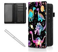 Mxfdegf Checkbook Cover for Men and Women Personal Checkbook,Premium Leather Standard Register Checkbook Case - with RFID Blocking,Check Book Cover Wallet for Girl Duplicate Check, planet dinosaur