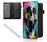 Mxfdegf Checkbook Cover for Men and Women Personal Checkbook,Premium Leather Standard Register Checkbook Case - with RFID Blocking,Check Book Cover Wallet for Girl Duplicate Check, Screaming Skull