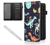 Mxfdegf Checkbook Cover for Men and Women Personal Checkbook,Premium Leather Standard Register Checkbook Case - with RFID Blocking,Check Book Cover Wallet for Girl Duplicate Check, planet dinosaur