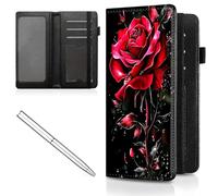 Mxfdegf Checkbook Cover for Men and Women Personal Checkbook,Premium Leather Standard Register Checkbook Case - with RFID Blocking,Check Book Cover Wallet for Girl Duplicate Check, Red Rose Water