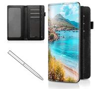 Mxfdegf Checkbook Cover for Men and Women Personal Checkbook,Premium Leather Standard Register Checkbook Case - with RFID Blocking,Check Book Cover Wallet for Girl Duplicate Check, Coastal Village