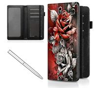 Mxfdegf Checkbook Cover for Men and Women Personal Checkbook,Premium Leather Standard Register Checkbook Case - with RFID Blocking,Check Book Cover Wallet for Girl Duplicate Check, Red and white