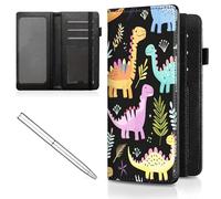 Mxfdegf Checkbook Cover for Men and Women Personal Checkbook,Premium Leather Standard Register Checkbook Case - with RFID Blocking,Check Book Cover Wallet for Girl Duplicate Check, cute dinosaur