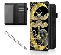 Mxfdegf Checkbook Cover for Men and Women Personal Checkbook,Premium Leather Standard Register Checkbook Case - with RFID Blocking,Check Book Cover Wallet for Girl Duplicate Check, Golden Dragonfly