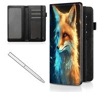 Mxfdegf Checkbook Cover for Men and Women Personal Checkbook,Premium Leather Standard Register Checkbook Case,with RFID Blocking - Check Book Cover Wallet for Girl Duplicate Check, Purple Yellow Fox