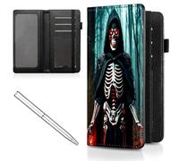 Mxfdegf Checkbook Cover for Men and Women Personal Checkbook,Premium Leather Standard Register Checkbook Case - with RFID Blocking,Check Book Cover Wallet for Girl Duplicate Check, Red Human Skeleton