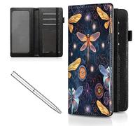 Mxfdegf Checkbook Cover for Men and Women Personal Checkbook,Premium Leather Standard Register Checkbook Case,with RFID Blocking - Check Book Cover Wallet for Girl Duplicate Check, Gold Dragonfly