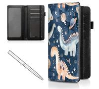 Mxfdegf Checkbook Cover for Men and Women Personal Checkbook,Premium Leather Standard Register Checkbook Case - with RFID Blocking,Check Book Cover Wallet for Girl Duplicate Check, planet dinosaur