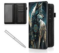 Mxfdegf Checkbook Cover for Men and Women Personal Checkbook,Premium Leather Standard Register Checkbook Case,with RFID Blocking - Check Book Cover Wallet for Girl Duplicate Check, Dream Catcher Wolf