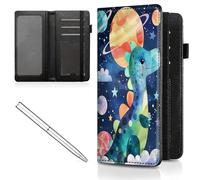 Mxfdegf Checkbook Cover for Men and Women Personal Checkbook,Premium Leather Standard Register Checkbook Case - with RFID Blocking,Check Book Cover Wallet for Girl Duplicate Check, planet dinosaur