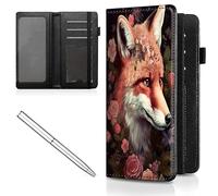 Mxfdegf Checkbook Cover for Men and Women Personal Checkbook,Premium Leather Standard Register Checkbook Case,with RFID Blocking - Check Book Cover Wallet for Girl Duplicate Check, Cute Fox Roses