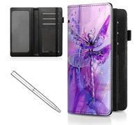 Mxfdegf Checkbook Cover for Men and Women Personal Checkbook,Premium Leather Standard Register Checkbook Case - with RFID Blocking,Check Book Cover Wallet for Girl Duplicate Check, Purple Dragonfly