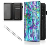 Mxfdegf Checkbook Cover for Men and Women Personal Checkbook,Premium Leather Standard Register Checkbook Case - with RFID Blocking,Check Book Cover Wallet for Girl Duplicate Check, Cute Dragonfly