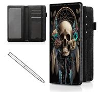 Mxfdegf Checkbook Cover for Men and Women Personal Checkbook,Premium Leather Standard Register Checkbook Case,with RFID Blocking - Check Book Cover Wallet for Girl Duplicate Check, Dream Catcher Skull