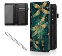 Mxfdegf Checkbook Cover for Men and Women Personal Checkbook,Premium Leather Standard Register Checkbook Case,with RFID Blocking - Check Book Cover Wallet for Girl Duplicate Check, Green Dragonfly