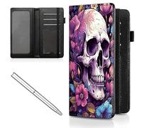 Mxfdegf Checkbook Cover for Men and Women Personal Checkbook,Premium Leather Standard Register Checkbook Case,with RFID Blocking - Check Book Cover Wallet for Girl Duplicate Check, skull Red Flowers