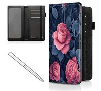 Mxfdegf Checkbook Cover for Men and Women Personal Checkbook,Premium Leather Standard Register Checkbook Case - with RFID Blocking,Check Book Cover Wallet for Girl Duplicate Check, Red Rose Flower