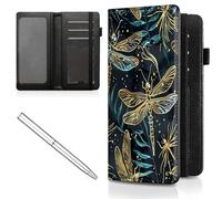 Mxfdegf Checkbook Cover for Men and Women Personal Checkbook,Premium Leather Standard Register Checkbook Case - with RFID Blocking,Check Book Cover Wallet for Girl Duplicate Check, Gold dragonfly is