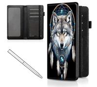 Mxfdegf Checkbook Cover for Men and Women Personal Checkbook,with RFID Blocking - Premium Leather Standard Register Checkbook Case,Check Book Cover Wallet for Girl Duplicate Check, wolf dream catcher