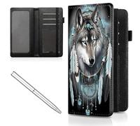 Mxfdegf Checkbook Cover for Men and Women Personal Checkbook,with RFID Blocking - Premium Leather Standard Register Checkbook Case,Check Book Cover Wallet for Girl Duplicate Check, wolf dreamcatcher