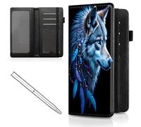 Mxfdegf Checkbook Cover for Men Women Check book Holder Cover Wallets for Personal Checkbook Checks with Credit Card Slots Leather RFID Blocking & Elastic Strap, Purple Dream Catcher Wolf -WSJ51