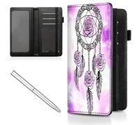 Mxfdegf Checkbook Cover for Men Women Check book Holder Cover Wallets for Personal Checkbook Checks with Credit Card Slots Leather RFID Blocking & Elastic Strap, Dreamcatcher and Flowers -2208