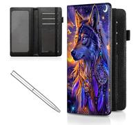 Mxfdegf Checkbook Cover for Men Women Check book Holder Cover Wallets for Personal Checkbook Checks with Credit Card Slots Leather RFID Blocking & Elastic Strap, Dream Catcher Wolf -1938