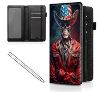 Mxfdegf Checkbook Cover for Men Women Check book Holder Cover Wallets for Personal Checkbook Checks with Credit Card Slots Leather RFID Blocking & Elastic Strap, Red Human Skeleton -CH13