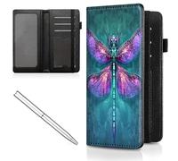 Mxfdegf Checkbook Cover for Men Women Check book Holder Cover Wallets for Personal Checkbook Checks with Credit Card Slots Leather RFID Blocking & Elastic Strap, Watercolor dragonfly -2453