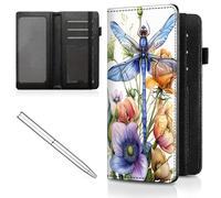 Mxfdegf Checkbook Cover for Men Women Check book Holder Cover Wallets for Personal Checkbook Checks with Credit Card Slots Leather RFID Blocking & Elastic Strap, Dragonfly and Floral -1905