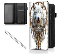 Mxfdegf Checkbook Cover for Men Women Check book Holder Cover Wallets for Personal Checkbook Checks with Credit Card Slots Leather RFID Blocking & Elastic Strap, Dream Catcher Wolf -CH76