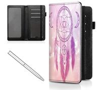Mxfdegf Checkbook Cover for Men Women Check book Holder Cover Wallets for Personal Checkbook Checks with Credit Card Slots Leather RFID Blocking & Elastic Strap, Pink Dream Catcher Moon -2403