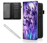 Mxfdegf Checkbook Cover for Men Women Check book Holder Cover Wallets for Personal Checkbook Checks with Credit Card Slots Leather RFID Blocking & Elastic Strap, purple Dream Catcher Wolf -2457