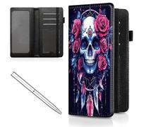 Mxfdegf Checkbook Cover for Men Women Check book Holder Cover Wallets for Personal Checkbook Checks with Credit Card Slots Leather RFID Blocking & Elastic Strap, Dream Catcher / Skull -2139
