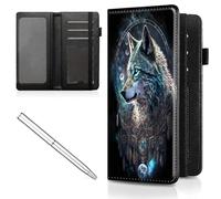 Mxfdegf Checkbook Cover for Men & Women, with Card Slot Pen Hoop, Leather Checkbook Register Holder Money Slim Wallet with RFID Blocking Elastic Strap, Feathers Wolf Warrior, Compact