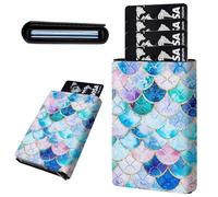 Mxfdegf Credit Card Holder Aluminum Auto Pop Up Wallet, Slim Minimalist Credit Card Holder For Men and Women, Leather Card Case Front Pocket Trifold Wallet RFID Blocking Wallets, Flash fish -1271