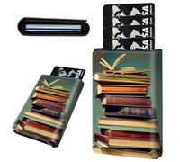 Mxfdegf Credit Card Holder Aluminum Auto Pop Up Wallet, Slim Minimalist Credit Card Holder For Men and Women, Leather Card Case Front Pocket Trifold Wallet RFID Blocking Wallets, Books