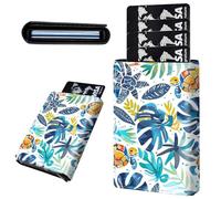 Mxfdegf Credit Card Holder Aluminum Auto Pop Up Wallet, Slim Minimalist Credit Card Holder For Men and Women, Leather Card Case Front Pocket Trifold Wallet RFID Blocking Wallets, The Palm Trees