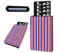 Mxfdegf Credit Card Holder Aluminum Auto Pop Up Wallet, Slim Minimalist Credit Card Holder For Men and Women, Leather Card Case Front Pocket Trifold Wallet RFID Blocking Wallets, Colorful Lines -2030