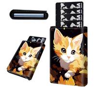 Mxfdegf Credit Card Holder Aluminum Auto Pop Up Wallet, Slim Minimalist Credit Card Holder For Men and Women, Leather Card Case Front Pocket Trifold Wallet RFID Blocking Wallets, Black Yellow Cat