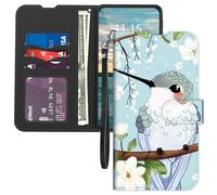 Mxfdegf for BLU View 5 Phone Case Wallet with Card Holder Wrist Strap,PU Leather Flip Folio Magnetic Clasp Kickstand,Drop Protection TPU Inner Cover for BLU View5 B160V,Watercolor Flowers Birds