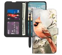 Mxfdegf for BLU View Speed 5G Wallet Phone Case with Card Holder Wrist Strap,PU Leather Flip Folio Magnetic Clasp Kickstand,Drop Protection TPU Inner Cover for BLU View Speed 5G,Birds Sakura