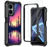Mxfdegf for Celero 3 5G Phone Case, Boost Mobile Celero 2024 5G Case,with Tempered Glass Screen Protector, Durable PC and TPU Bumper Raised Corner Edge Case for Celero 5G 3,Forest Northern Lights