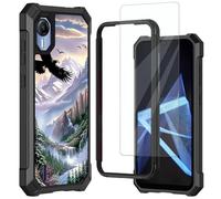 Mxfdegf for Cricket Debut S2 Case, Att Calypso 4 Case,with Tempered Glass Screen Protector,Shockproof Durable PC and TPU Bumper Raised Corner Edge Case for Cricket Debut S2,Eagles in The Sky