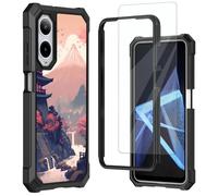 Mxfdegf for Cricket Debut S3 Phone Case/AT&T Vista 2 Case,with Tempered Glass Screen Protector, Durable PC and TPU Bumper Raised Corner Edge Case for ATT Vista 2,Cherry Mountain