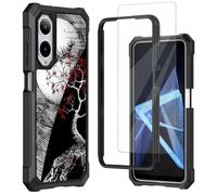 Mxfdegf for Cricket Debut S3 Phone Case/AT&T Vista 2 Case,with Tempered Glass Screen Protector, Durable PC and TPU Bumper Raised Corner Edge Case for ATT Vista 2,Cherry Flowers Moon